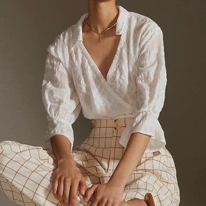 NWT Anthropologie Banded Surplice V-Neck Blouse